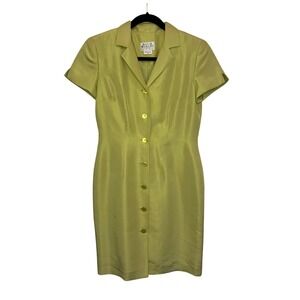 David Warren Chartreuse Silk Mini Dress 90s